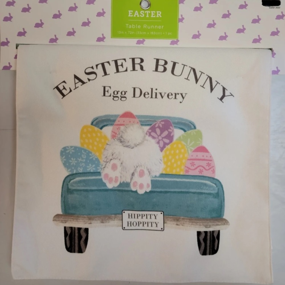 Hobby Lobby Exclusive Easter Bunny Rabbit Table Runner Egg Delivery Truck 72x13